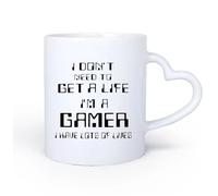 DEBINGY Ceramic Heart-Shaped handleCeramic Mug Cup I'm A Gamer I Don't Need to Live A Good Life Gamer Quotes Fashion 11oz/320ml Dishwasher Safe