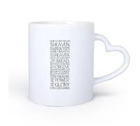 DEBINGY Ceramic Heart-Shaped handleCeramic Tea Cup The Lord's Prayer Bible King James Matthew Quotes Kitchen Bible Scripture Quotes 11oz/320ml Dishwasher Safe