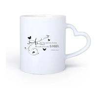 DEBINGY Ceramic Heart-Shaped handleCoffee Cup Bible Verses Joshua 24 15 Quotes As My Home We Will Serve The Lord God Religion Says 11oz/320ml for Home and Office