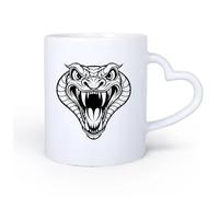 DEBINGY Ceramic Heart-Shaped handleCoffee & Hot Drinks a Cartoon of a Cobra Head with It's Mouth Open 11oz/320ml for Coffee Oatmeal Tea Easy to Clean