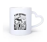 DEBINGY Ceramic Heart-Shaped handleCoffee & Hot Drinks a Day Without the Gym is Like just Kidding i Have no idea Graphic Design 11oz/320ml Dishwasher Safe