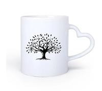 DEBINGY Ceramic Heart-Shaped handleCoffee & Hot Drinks Abstract Vibrant Tree Logo Design Root Tree of Life Logo Design Inspiration 11oz/320ml for Home or Work