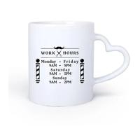 DEBINGY Ceramic Heart-Shaped handleCoffee & Hot Drinks Barber Shop Working Hours Hair Salon Working Hours 11oz/320ml Great Gift for Lovers