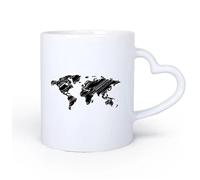 DEBINGY Ceramic Heart-Shaped handleCoffee Milk Tea Ceramic Mugs Draw A World Map in Shaded Style 11oz/320ml Cappuccino, Latte Macchiato, Tea, Espresso