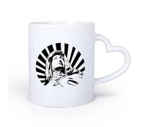 DEBINGY Ceramic Heart-Shaped handleCoffee Mug Drawing of a Person Maria with a Hood on it 11oz/320ml Ceramic Coffee Mug for Cappuccino Tea, Milk,