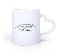 DEBINGY Ceramic Heart-Shaped handleCoffee Mug, Joshua 24:15 Christian Quotes We Will Serve The Lord Quotes Bible Verses 11oz/320ml for Office, Home