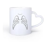 DEBINGY Ceramic Heart-Shaped handleCoffee Mug with Handle - Classic Ceramic Angel Wings Baby Room Fashion 11oz/320ml for Tea, Hot Chocolate