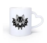 DEBINGY Ceramic Heart-Shaped handleCoffee Mugs Tea Coffee Mug Cups Cartoon bat with Wings 11oz/320ml for Coffee, Soup, Tea, Milk, Latte, hot Cocoa, Ladies, Men