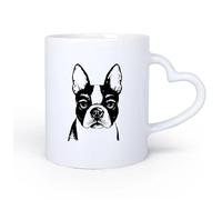 DEBINGY Ceramic Heart-Shaped handleHot Chocolate Cups Fawn Boston Terrier Dog Veterinary Pet Shop Grooming Salon 11oz/320ml Nice Xmas Gift