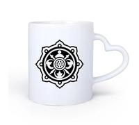 DEBINGY Ceramic Heart-Shaped handleLarge Mugs for Hot Drinks a Glyph Style icon of triratna Symbol 11oz/320ml Ceramic Coffee Mug for Cappuccino Tea, Milk,