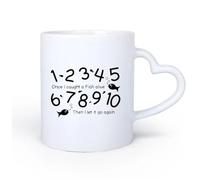 DEBINGY Ceramic Heart-Shaped handleLarge Mugs for Hot Drinks Once I Caught A Living Fish 1 2 3 4 5 11oz/320ml Ceramic Coffee Mug for Cappuccino Tea, Milk,