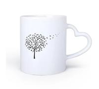 DEBINGY Ceramic Heart-Shaped handleLarge Tea Coffee and Hot Chocolate Cups Birds Beautiful Tree Bird 11oz/320ml Dishwasher Microwave Safe,for Office and Home