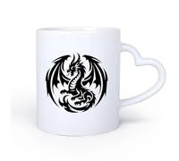 DEBINGY Ceramic Heart-Shaped handleMug - Ceramic A Fierce intricately Detailed Dragon with Razor-Sharp Wings 11oz/320ml Restaurant, Office