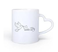 DEBINGY Ceramic Heart-Shaped handleNovelty Ceramic Cup Abstract Silhouette of Two Intertwined Swans crea Full of Romantic and Artistic 11oz/320ml for Office, Home