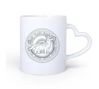 DEBINGY Ceramic Heart-Shaped handleStoneware Cups for Coffee, Tea, a with a Dog in the Middle 11oz/320ml for Coffee, Soup, Tea, Milk, Latte, hot Cocoa, Ladies, Men