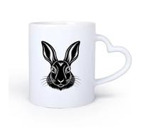 DEBINGY Ceramic Heart-Shaped handleStoneware Cups for Coffee, Tea, of a Rabbit Head 11oz/320ml Coffee, Tea, Latte, Milk, Cocoa, Juice and Other Hot Drinks