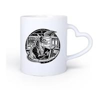 DEBINGY Ceramic Heart-Shaped handleTea and Coffee Cups a Drawing of a man Reading the Bible 11oz/320ml Cappuccino, Latte Macchiato, Tea, Espresso