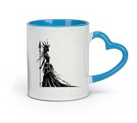 DEBINGY Ceramics Ceramic Coffee Cup Silhouette Female Pharaoh the Egypt Mythical Creature only （11oz/320ml） Dishwasher Safe Blue