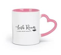 DEBINGY Ceramics Ceramic Coffee Cup The Lash Room Logo Eyelash Studio Beauty Salon Eyelash Eyebrow Makeup （11oz/320ml） Restaurant, Office Pink
