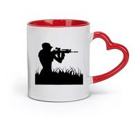 DEBINGY Ceramics Ceramic Coffee Cup War Military Air Force Marines Soldier Girl Sniper （11oz/320ml） Ideal for Home & Office Use Red