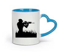 DEBINGY Ceramics Ceramic Coffee Cup War Military Air Force Marines Soldier Girl Sniper （11oz/320ml） Ideal for Home & Office Use Blue