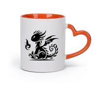 DEBINGY Ceramics Ceramic Coffee Mug Adorable Baby Dragon with Rounded Body and Tiny Wings Set （11oz/320ml） for Office, Home Orange
