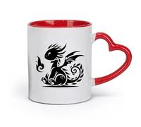 DEBINGY Ceramics Ceramic Coffee Mug Adorable Baby Dragon with Rounded Body and Tiny Wings Set （11oz/320ml） for Office, Home Red