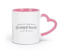 DEBINGY Ceramics Ceramic Coffee Mug Always Be Thankful with A Grateful Heart Christianity 1 Thessalonians 5:18 Introduction （11oz/320ml） and Microwave-Safe Pink