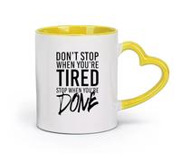 DEBINGY Ceramics Ceramic Coffee Mug Don't Stop When You are Tired Stop When You are Done Inspirational Quotes （11oz/320ml） and Microwave-Safe Yellow