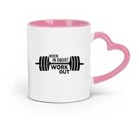 DEBINGY Ceramics Ceramic Coffee Mug Gymnastics When in Doubt Exercise Barbell Fitnesscenter Workout Motivational Quotes Workout （11oz/320ml） for Home or Work Pink