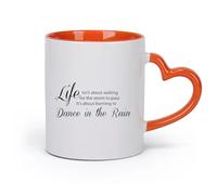 DEBINGY Ceramics Ceramic Coffee Mug Life is Not About Waiting for The Storm to Pass （11oz/320ml） Great Gift for Lovers Orange