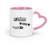 DEBINGY Ceramics Ceramic Coffee Mug More Powerful Than Your Excuses Motivational No-Pain Gains Fitnesscenter （11oz/320ml） Restaurant, Office Pink