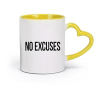 DEBINGY Ceramics Ceramic Coffee Mug No Excuses Self Motivation Quotes Exercise Fitnesscenter Sport （11oz/320ml） for Home or Work Yellow