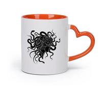 DEBINGY Ceramics Ceramic Coffee Mug Silhouette Medusa the Mythical Creature with Hair of Snake （11oz/320ml） for Home or Work Orange