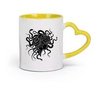 DEBINGY Ceramics Ceramic Coffee Mug Silhouette Medusa the Mythical Creature with Hair of Snake （11oz/320ml） for Home or Work Yellow