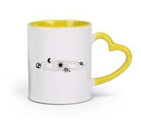 DEBINGY Ceramics Ceramic Coffee Mug Solar System Stars Universe Space Planets Earth Sun Saturn Mars Moon Nuesery （11oz/320ml） for Home or Work Yellow