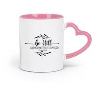 DEBINGY Ceramics Ceramic Cup Bible Psalm 46:10 Religion Should Rest and Know that I Am God （11oz/320ml） for Home or Work Pink