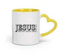 DEBINGY Ceramics Ceramic Cup Christian Bible Verses Jesus Truth Life Jesus Religion Prayer Christian Life （11oz/320ml） and Microwave-Safe Yellow