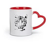 DEBINGY Ceramics Ceramic Cup for Coffee Tea Cocoa Tiger Face Animal Forest Jungle （11oz/320ml） Great for Home, Office, Cafes, Gift Ideas Red