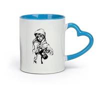 DEBINGY Ceramics Ceramic Cup for Home and Office Candy Sugar Skull Doodle Girl （11oz/320ml） Cappuccino, Latte Macchiato, Tea, Espresso Blue