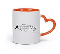 DEBINGY Ceramics Ceramic Cup Inspirational Quotes: Such A Big Miracle Happened to Such A Little Boy （11oz/320ml） for Home or Work Orange