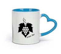 DEBINGY Ceramics Ceramic Cups with Handles Wine Restaurant Bar Vine Grape Alcohol （11oz/320ml） Ceramic Coffee Mug for Cappuccino Tea, Milk, Blue