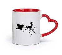 DEBINGY Ceramics Ceramic Drinkware for Home Squirrel On Branch Tree Animal Cute （11oz/320ml） Cappuccino, Latte Macchiato, Tea, Espresso Red