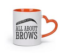 DEBINGY Ceramics Ceramic Mug Cup Eyelashes and Eyebrows Beauty Salon Eye Quotes All About Eyebrows Makeup （11oz/320ml） Restaurant, Office Orange