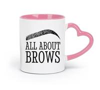 DEBINGY Ceramics Ceramic Mug Cup Eyelashes and Eyebrows Beauty Salon Eye Quotes All About Eyebrows Makeup （11oz/320ml） Restaurant, Office Pink