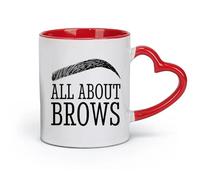DEBINGY Ceramics Ceramic Mug Cup Eyelashes and Eyebrows Beauty Salon Eye Quotes All About Eyebrows Makeup （11oz/320ml） Restaurant, Office Red