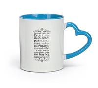 DEBINGY Ceramics Ceramic Mug Cup Galatians 5:22-23 Bible Verse Spanish Christianity （11oz/320ml） for Tea Coffee Milk Cappuccino Blue