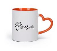 DEBINGY Ceramics Ceramic Mug Cup Just Breathe Yoga Studio Motivational Quotes Yoga （11oz/320ml） Café or Restaurant Use Orange