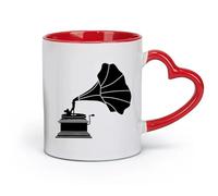 DEBINGY Ceramics Ceramic Mug Cup Phonograph Classic Record Player Great Invention Music Machine （11oz/320ml） Restaurant, Office Red