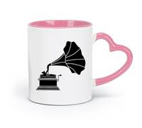 DEBINGY Ceramics Ceramic Mug Cup Phonograph Classic Record Player Great Invention Music Machine （11oz/320ml） Restaurant, Office Pink